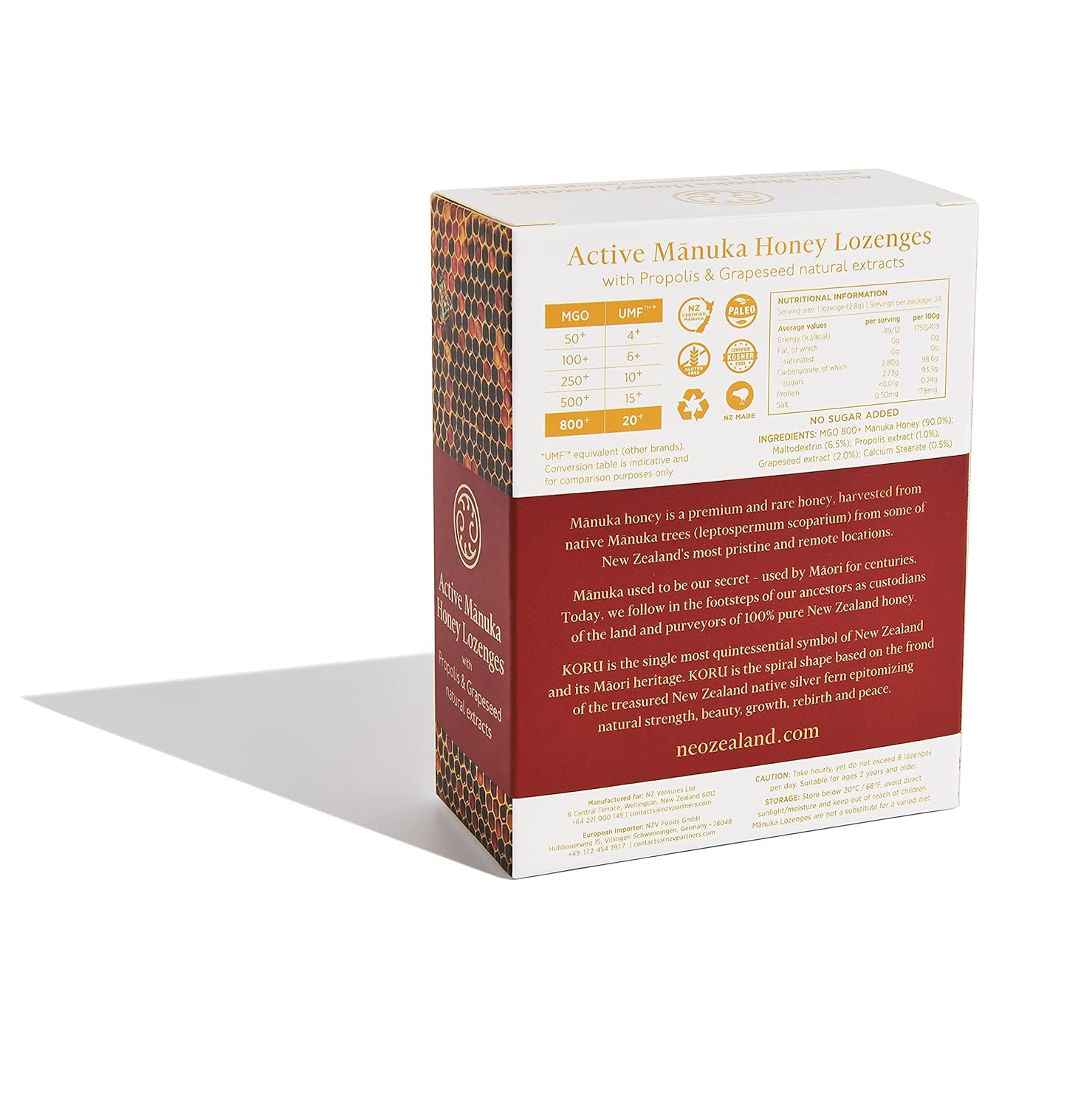 KORU Manuka Honey Lozenges with Propolis & Grapeseed Extracts (MGO 800+)