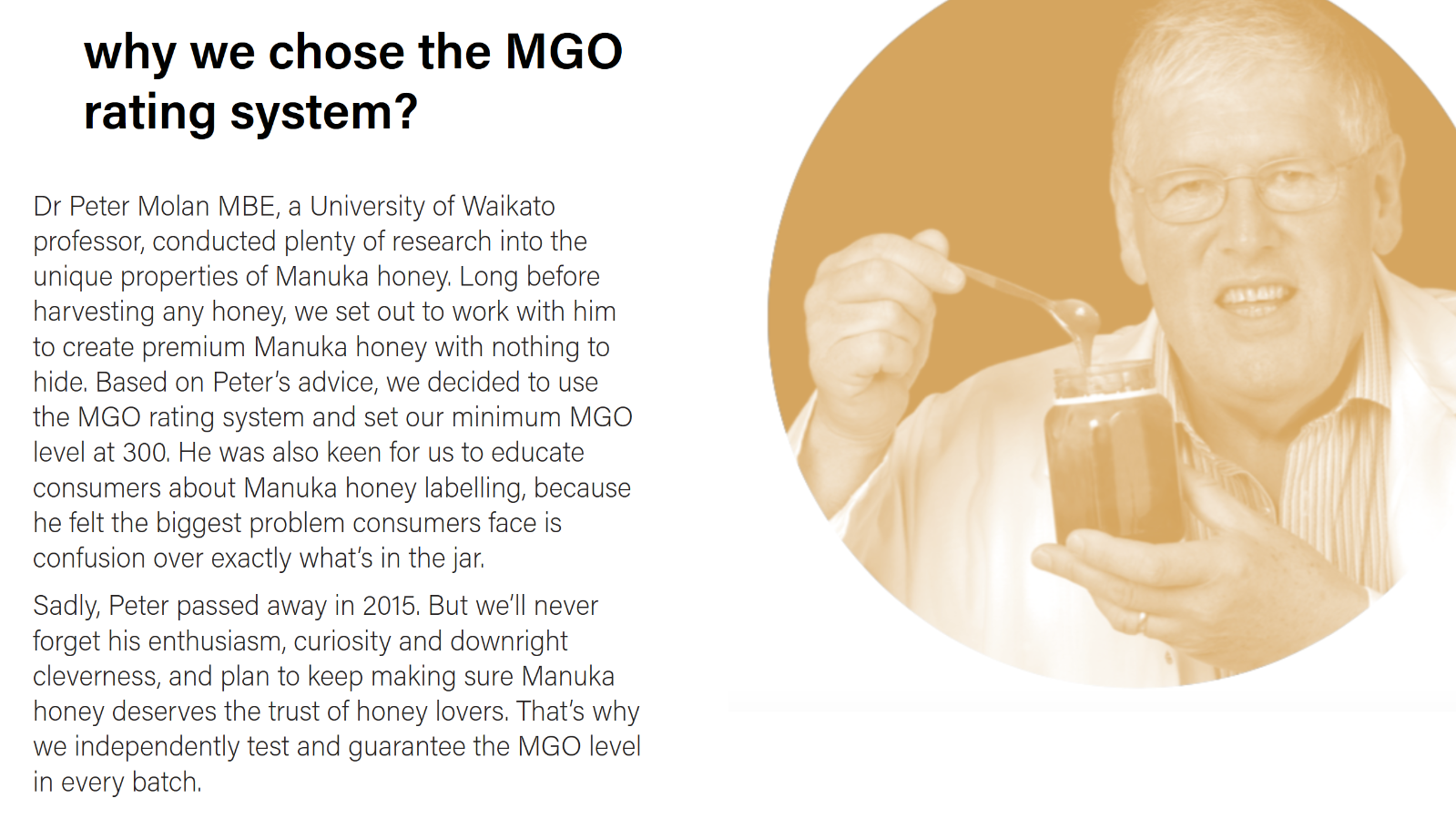 MGO rating system for Manuka Honey