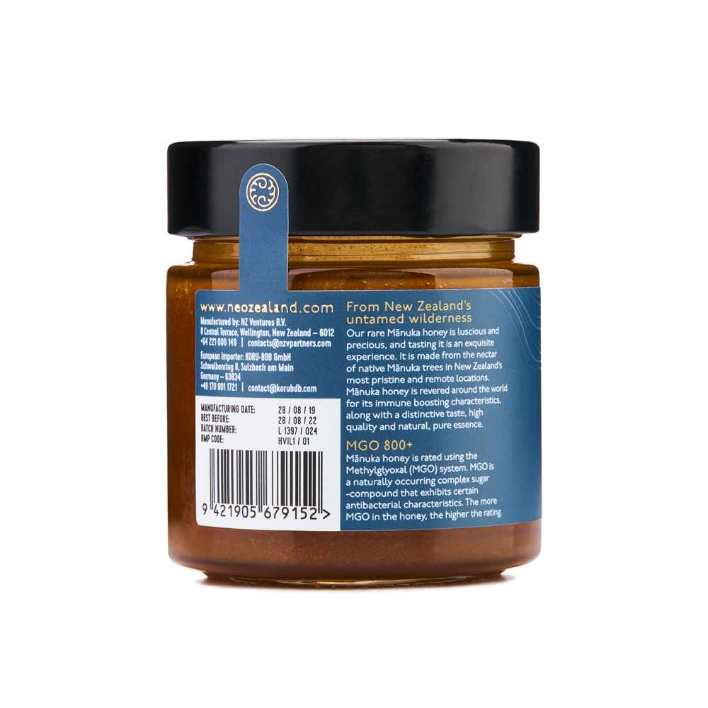 MGO 800+ Manuka Honey | UMF 20+ | 250g - Jar image, product information