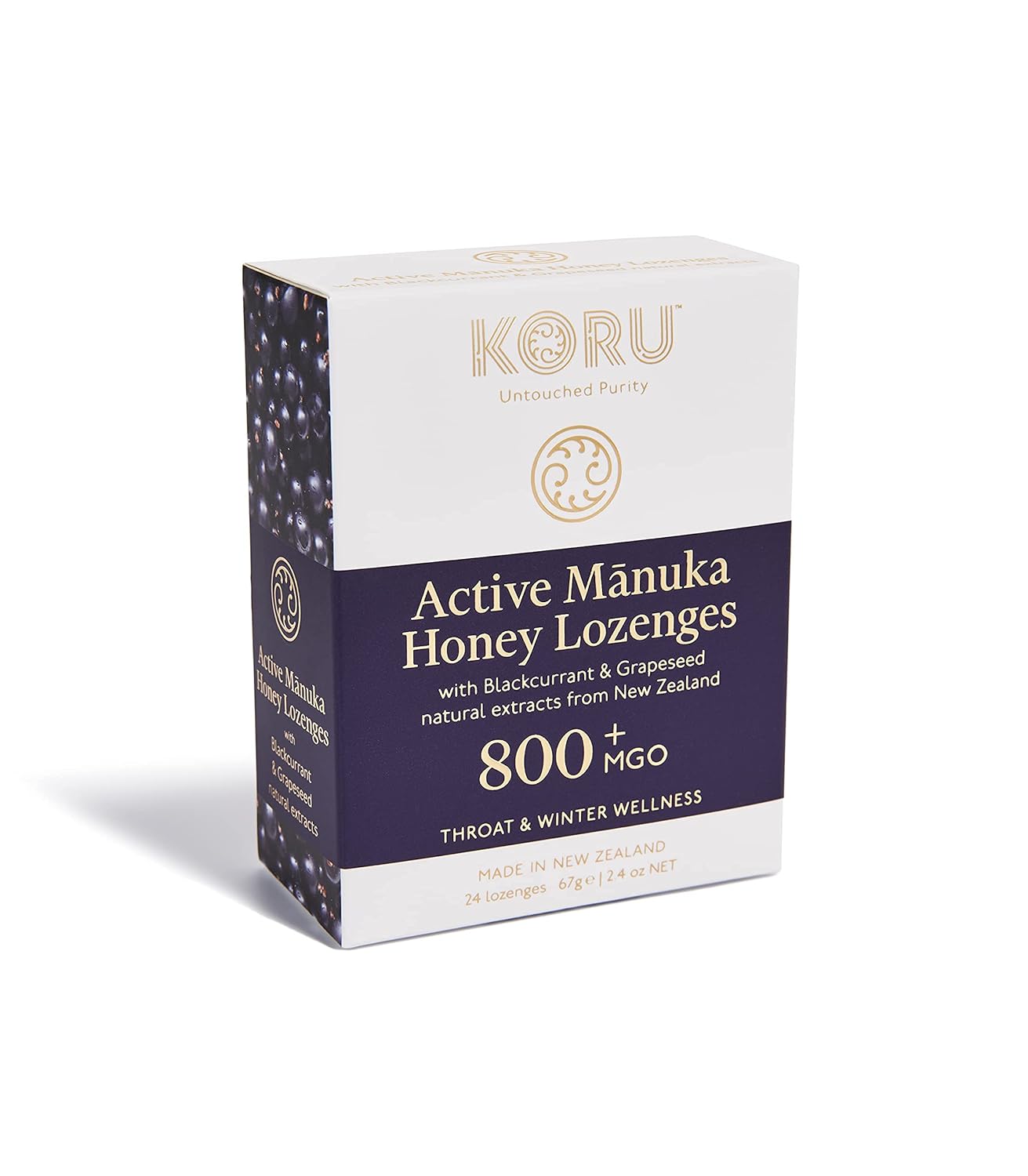 KORU Manuka Honey Lozenges with Blackcurrant &amp; Grapeseed Extracts (MGO 800+)